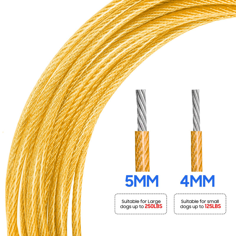 Pet Tie Out Cable for Dogs, Dog Tie Out Cable, Dog Runner Cable with Swivel Hook and Shock Spring, Dog Leash Run Tether for Yard Outdoor and Camping (Orange, 5MM*10FT) Orange - PawsPlanet Australia