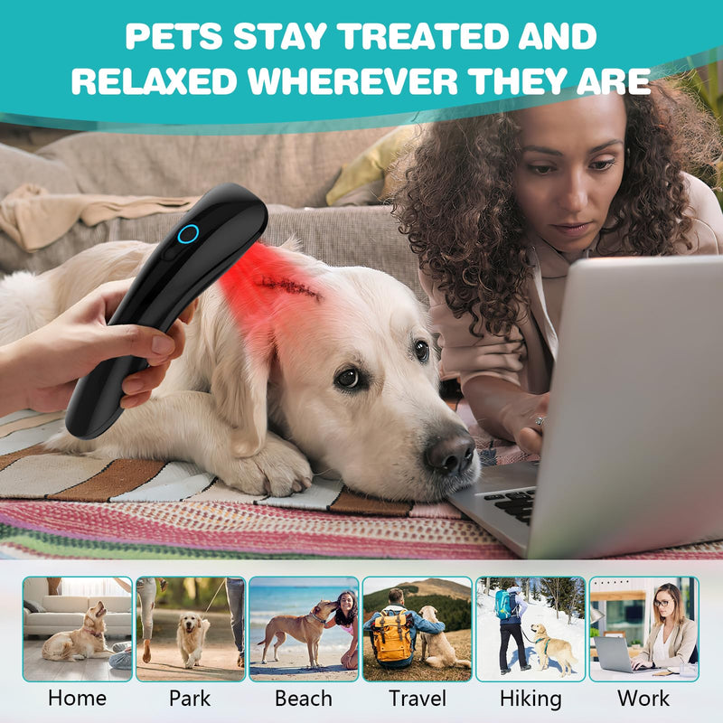 iKeener Pet/Veterinarian Therapy Device, Portable Red Light Therapy Device with 18 x 620 nm, Cold Laser Therapy Relieves Joint Pain Animals, for Dogs, Cats, Horses & Others (Black) black