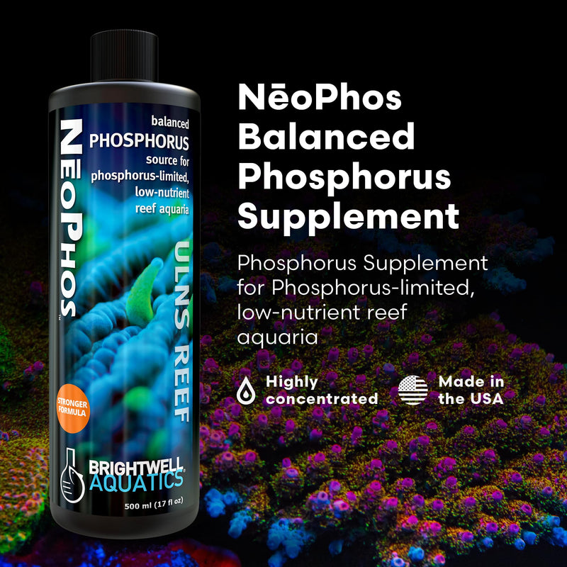 Brightwell Aquatics - NeoPhos - Balanced Phosphorus Source for Phosphorus-Limited, Low-Nutrient Reef Aquaria - Aquarium Water Treatments, 16.9 fl oz 500 mL