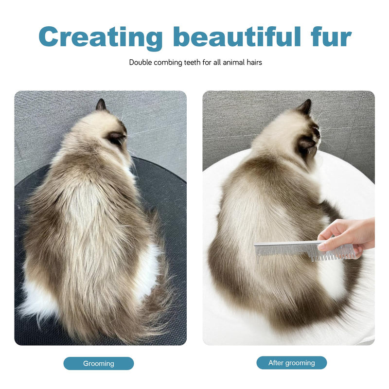 6 inches Stainless Steel Cat Comb for Long Hair—Gently Removes Mats & Smooths Fur, Captures Shed Hair to Prevent Knots—Designed for Long-Haired Cats & Indoor Pets ﻿ Medium - PawsPlanet Australia