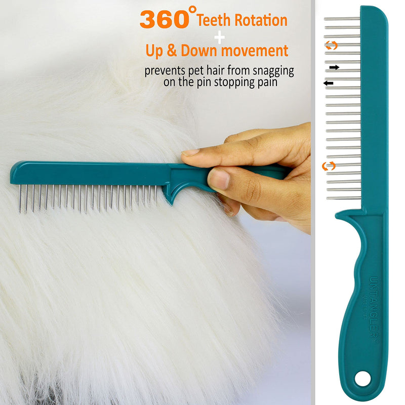 Super-Groom Combs with Smooth Rotating Teeth for Painless Mat Removal (Royal Purple, 30 Fine-Spaced teeth) Royal Purple - PawsPlanet Australia