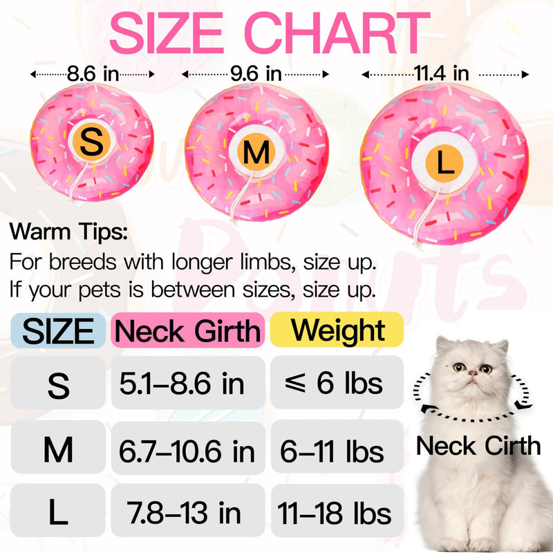 Cat Cone Collar Soft, Adjustable Cat Recovery Collars Spay Cones to Stop Licking, Cute Kittens Donut E Collar After Surgery, Anti-Lick Wound Healing Elizabetan Collars for Kittens (Pink, Small) Pink