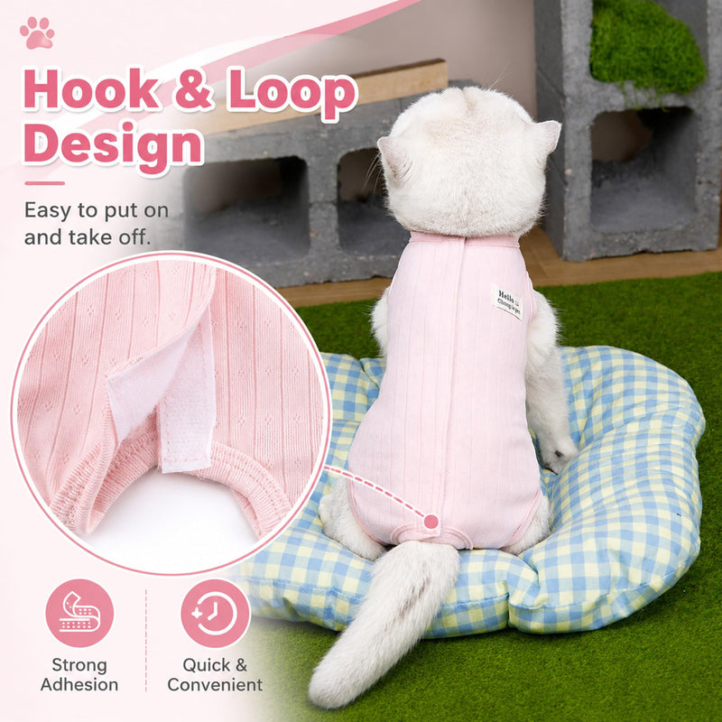 Zunea Cat Recovery Suit after Surgery, Soft, Breathable Kitten/Puppy E-Collar Alternative for Abdominal Wounds or Skin Diseases, Postoperative Protective Suit for Small Dogs, Pink, M