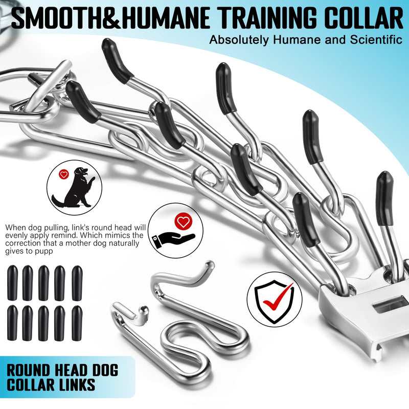 MOZETO Dog Collar, Adjustable Quick Release Stainless Steel Dog Training Collar with Metal Buckle for Small Medium Large Dogs Silver Neck Girth 16.9"-22.2" - PawsPlanet Australia