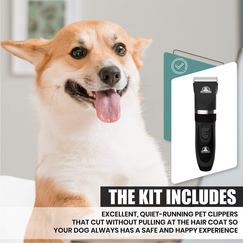 Pet Union Professional Dog Grooming Kit - Rechargeable, Cordless Pet Grooming Clippers & Complete Set of Dog Grooming Tools. Low Noise & Suitable for Dogs, Cats and Other Pets (Stainless Steel) Stainless Steel