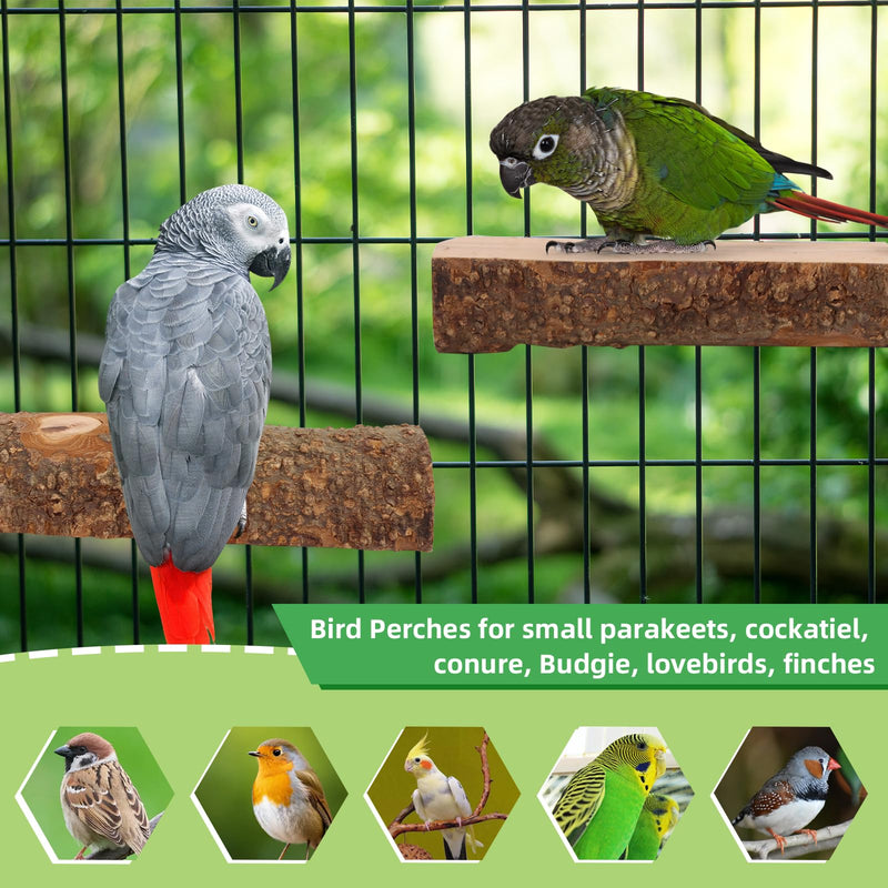 2PCS Natural Wood Bird Perch Platform for Cage - Parrot Perch Stand for Conures, Cockatiels, Budgies, Lovebirds, Parrotlets, Small Bird Cage Accessories & Wooden Perches for Small Parrots