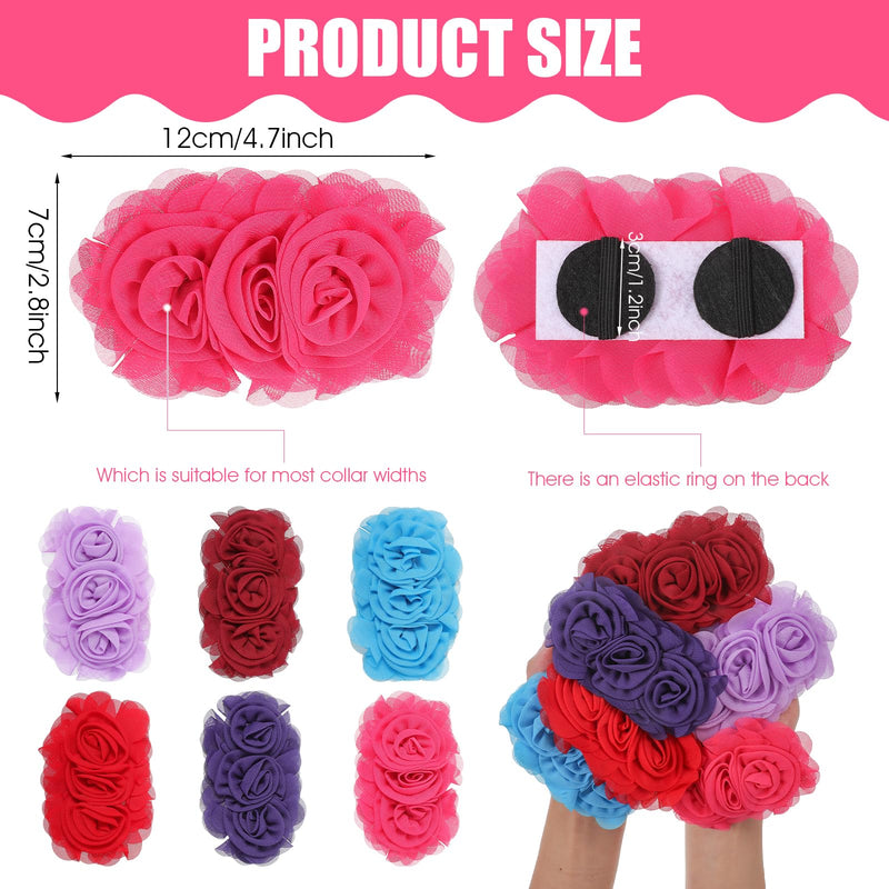 6Pcs Large Flowers Dog Collar, Dog Collar Flowers Charms Attachment Neck Bows Sliders Flower Bow for Female Small Medium Big Puppy Cat Rabbit Pet Grooming Accessories Wedding Birthday Party - PawsPlanet Australia
