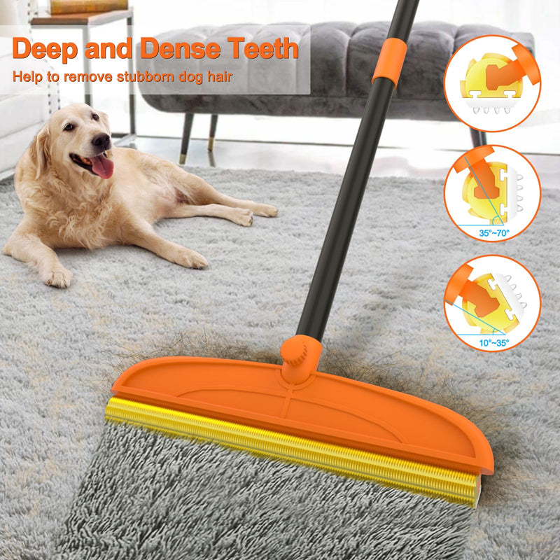 Carpet Rake for Pet Hair Removal, 5FT Reusable Pet Hair Removal Tool with Adjustable Handle, 3 in 1 Lint Remover Dog Cat Fur Remover Broom for Rugs, Mats, Beds, Stairs, Couch - PawsPlanet Australia