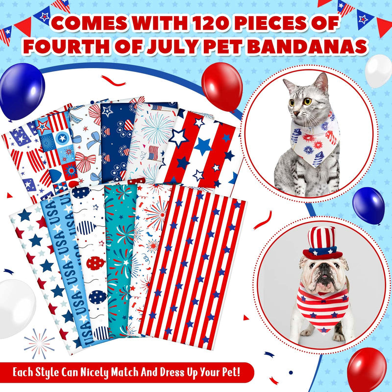 Sanwuta 120 Pcs Dog Bandana Bulk Scarf Washable Dogs Bibs Adjustable Kerchief Pet Bandana for Small and Large Party Pet Hawaii Beach Handkerchief Scarf Accessories (4th of July) 4th of July - PawsPlanet Australia