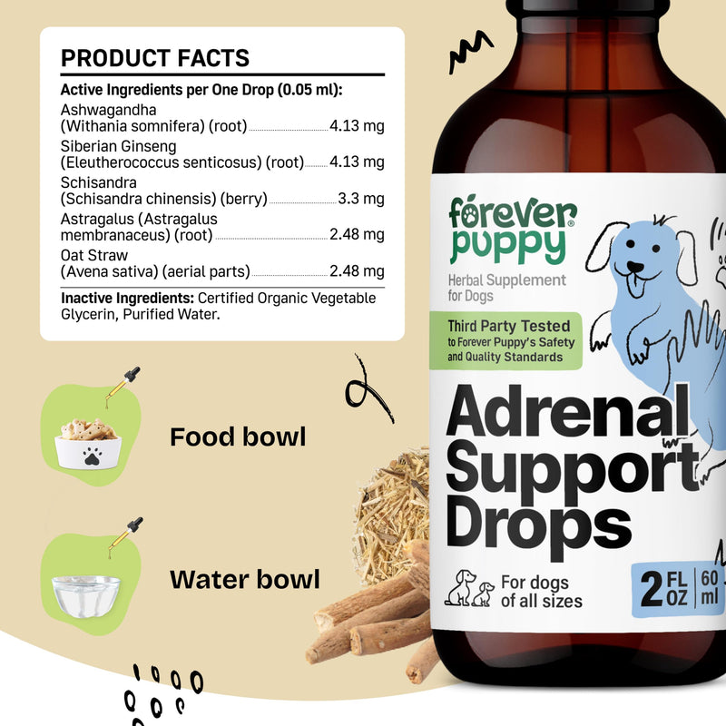 Adrenal Support for Dogs - Calming Drops for Dogs w/Liquid Ashwagandha & Schisandra Berry - Adrenal Drops for All Breeds & Sizes - Liquid Dog Vitamins and Supplements for Adrenal Health - 2 oz - PawsPlanet Australia