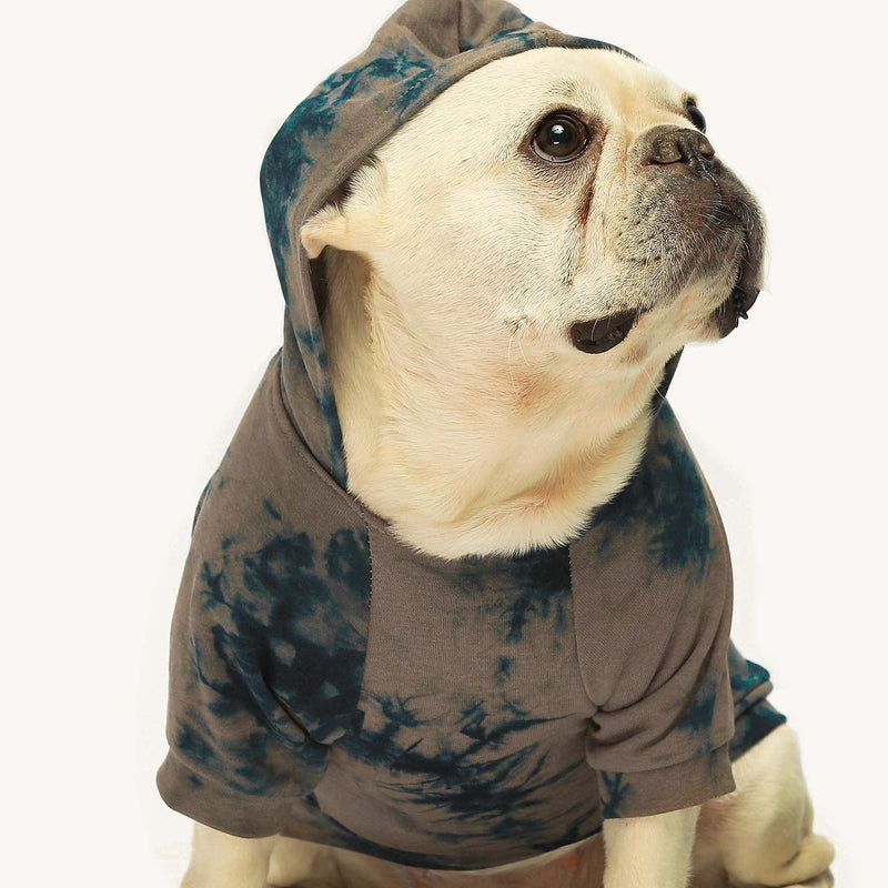 Fitwarm Tie Dye Dog Hoodie, Dog Clothes for Small Dogs Boy, Puppy Sweatshirt, Pet Outfit, French Bulldog Apparel, Dark Blue, Medium - PawsPlanet Australia