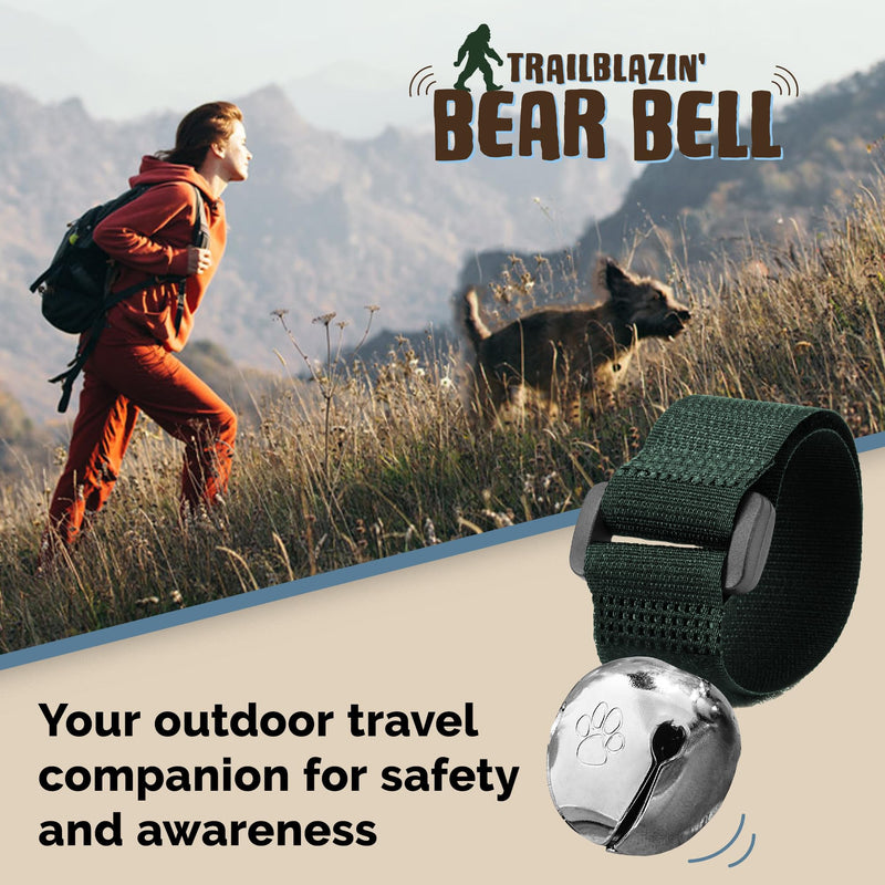 Trailblazin' Bear Bell for Outdoor Safety, Camping, Hiking Essentials, Bike Bells, Backpacking & Dog Bell to Alert Wildlife, Off-Leash Tracking, Made in USA Forest Green Large 1.25" - PawsPlanet Australia
