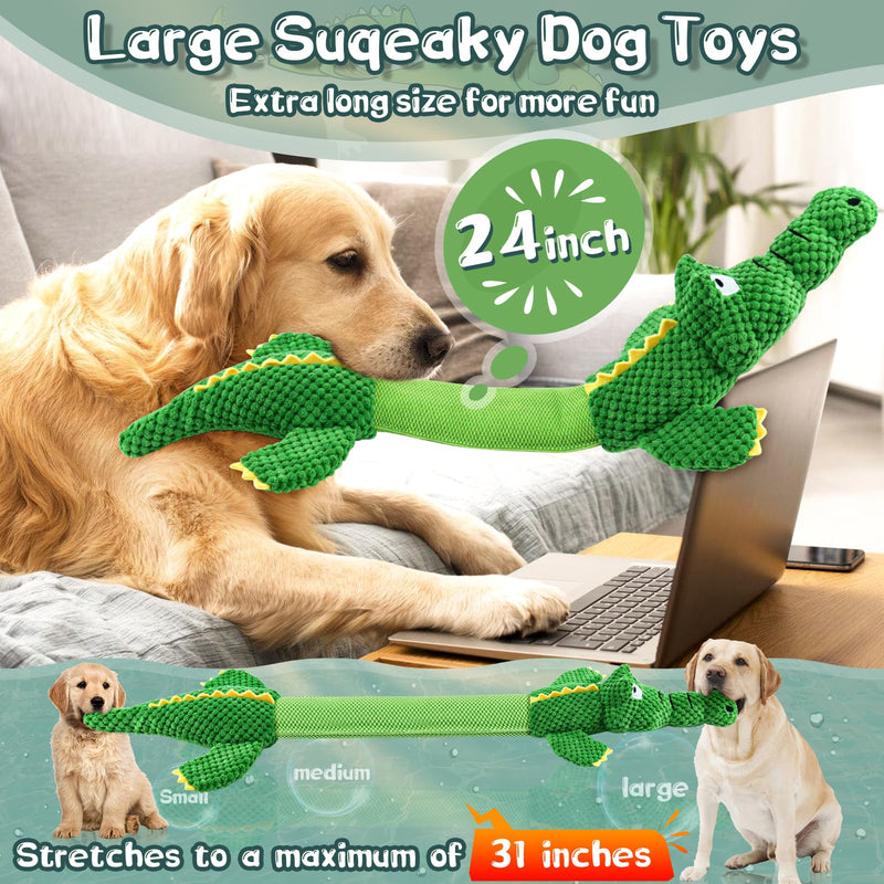 Dog Toys for Large Dogs: Squeaky Dog Toys - Plush Dog Chew Toys - Tough Tug of War Dog Toys - Interactive Puppy Toys for Small,Medium,Large Breed crocodiles - PawsPlanet Australia