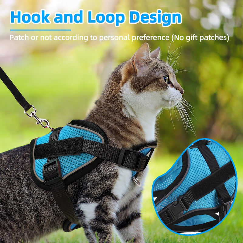 PUPTECK Cat Harness and Leash Set Escape Proof, Adjustable Reflective Kitten Jacket Easy Control, Pet Vest Harness for Cats Small Dogs Puppies Walking and Travel Blue - PawsPlanet Australia