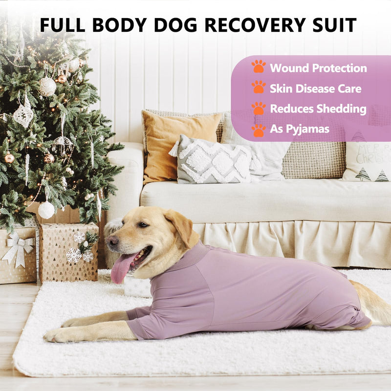 LIANZIMAU Dog Surgery Recovery Suit - Long Sleeve Dog Recovery Suit Female Male Wound Protector Dogs Onesie After Surgery Anti Licking for Medium Large Dogs Pyjamas, Cone E-Collar Alternative Dusty Pink