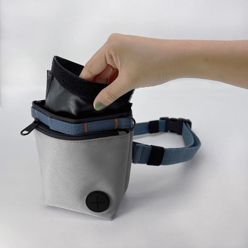 Dog Treat Pouch with Pet Training Clicker, Dog Training Treat Pouch Kit, Magnetic Closure, Hands-Free Training. (Grey) Grey - PawsPlanet Australia