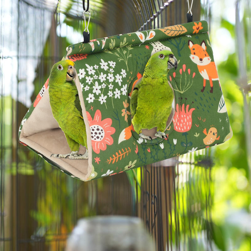 Rypet Winter Warm Bird Nest House - Hanging Hammock Velvet Shed Hut Cage Plush Fluffy Birds Hideaway Sleeping Bed Fuzzy for Parrot Parakeet Cockatiels Budgies Lovebird Medium?Green? Medium (Pack of 1) Green