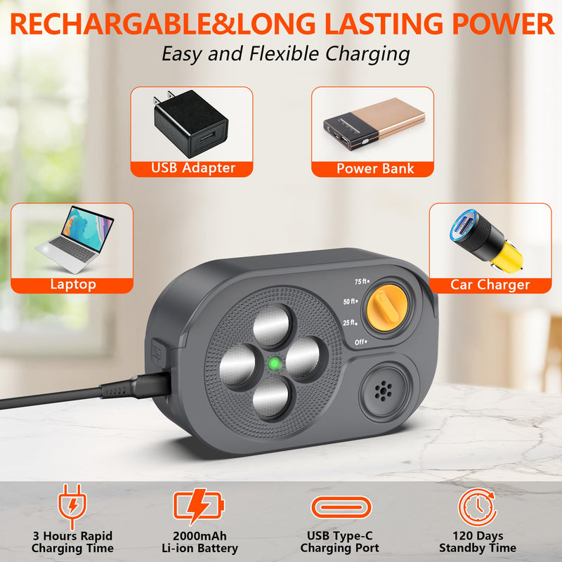 2026 New Anti Barking Device for Dogs, Bark Box Rechargeable Dog Bark Deterrent with Variable Ultra Frequency/6 Modes/IP65 Waterproof Dog Silencer Stop Neighbors‘ Dogs from Barking Up to 75ft(Grey) Grey Anti Barking Device