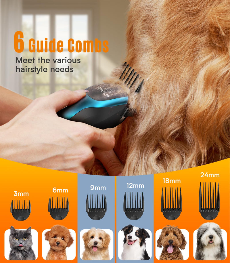 oneisall Dog Clippers for Grooming for Thick Coats with Detachable Stainless Steel Blade Cordless Rechargeable Dog Grooming Kit for Full Body DTJ001 - PawsPlanet Australia