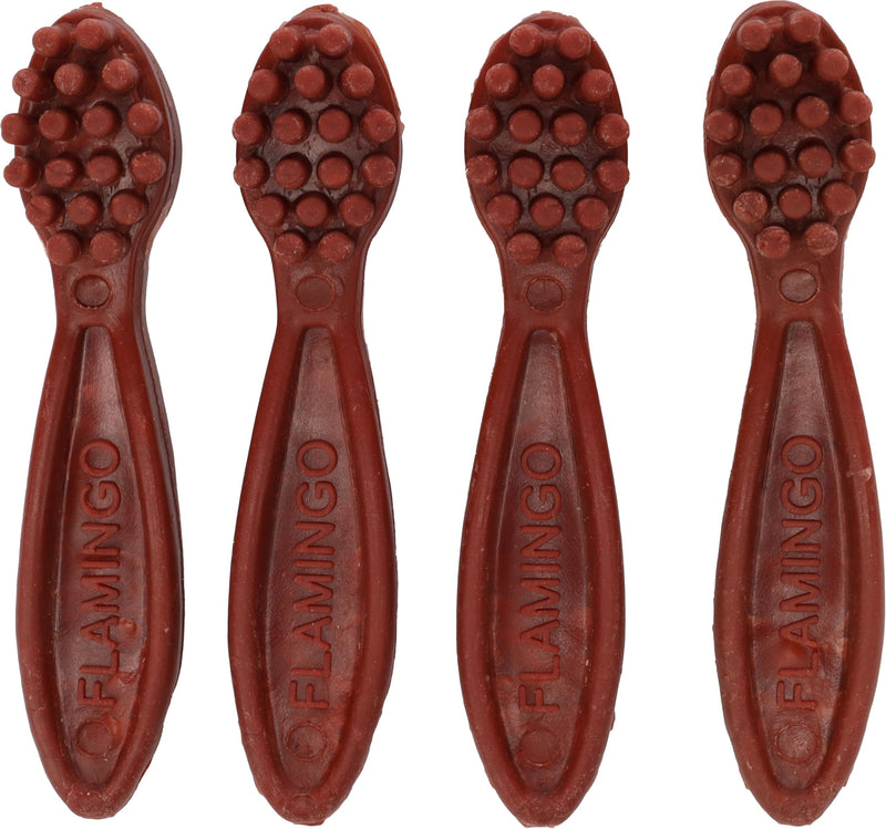 Flamingo Dog Treat - Veggie Toothbrush with Strawberry - 160g - Gluten Free - Low Calorie - Dental Care Snack
