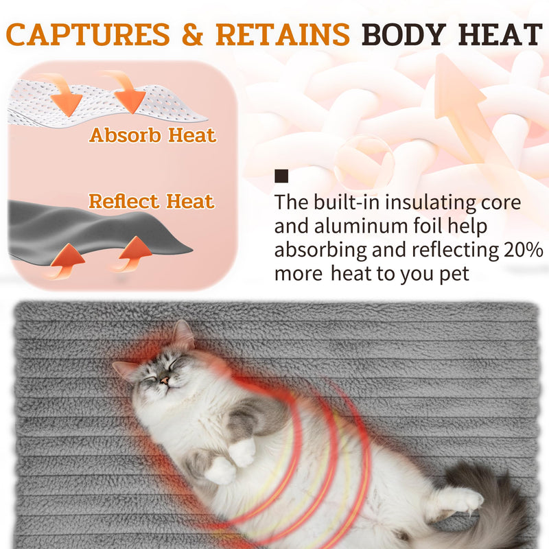 NWK Pack of 4 Fluffy Self Warming Cat Mat, Cat Blanket, Thermal Dog Mat, Washable, Non-Slip Bottom for Sofa & Crate & Kennel & Car Seat (Misty Gray, Small (19'' X 15'' X 0.7'')) Misty Gray Small (19'' X 15'' X 0.7'') - PawsPlanet Australia