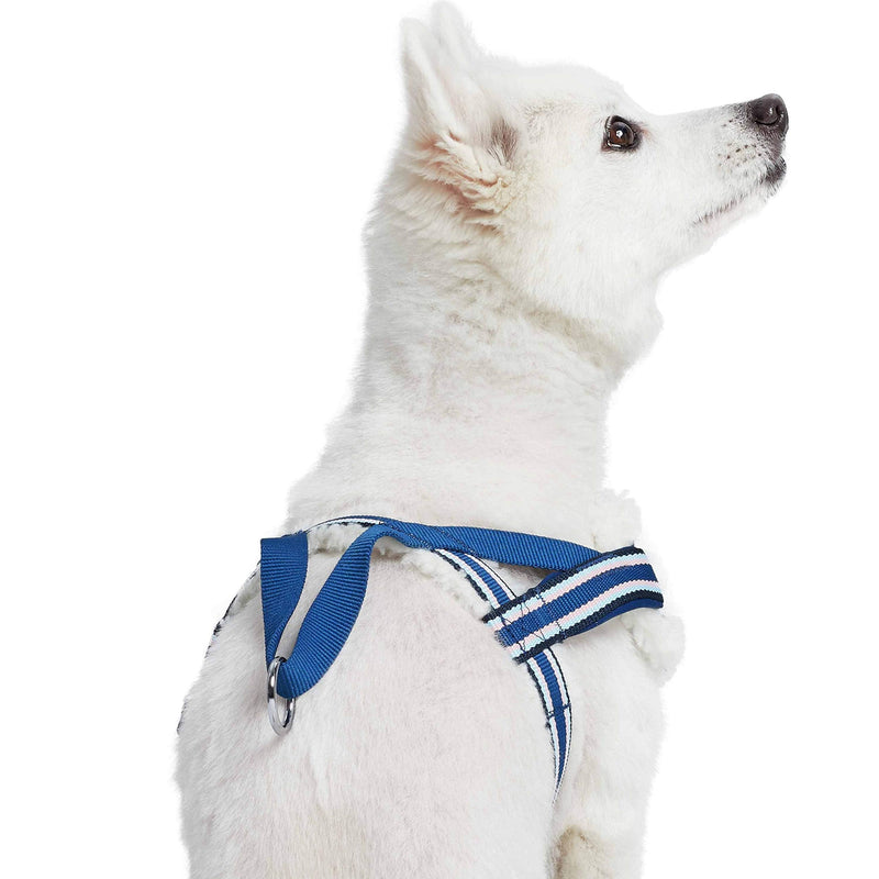 Blueberry Pet Soft & Comfy Multi-Colored Stripe Fleece Padded Chest Dog Harness, Chest Girth 16.5" - 21", Blue, Small, Adjustable No Pull Training Harness for Dogs - PawsPlanet Australia