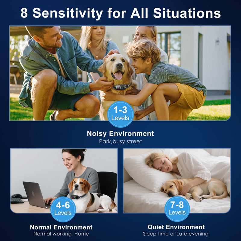 Dog Bark Collar for Large Medium Small Dogs, Smart Automatic AI Bark Collar for Dogs,Effective Anti Barking Training Collar with IP67 Waterproof, 6 Safe Training Modes and 8-Level Sensitivity 1 Pack - PawsPlanet Australia