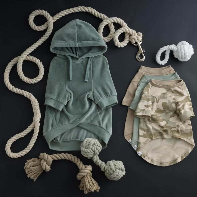 Cooper II Organic Cotton Velour Dog Hoodie Pet Coat for Small, Medium and Large Dogs, Sage, X-Large (55-80 lbs) X-Large (55-80 lbs) - PawsPlanet Australia