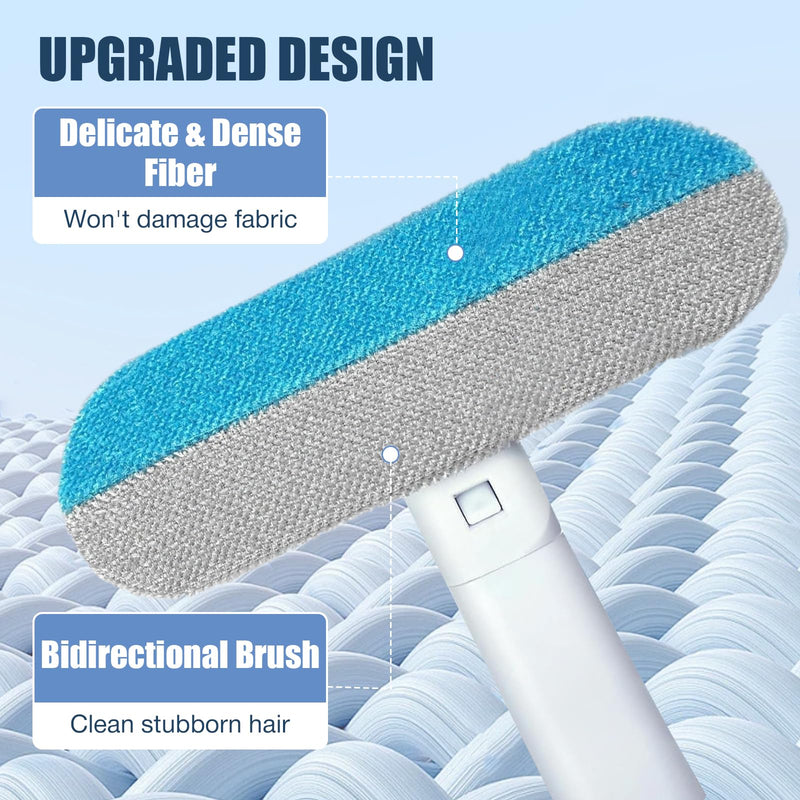 Pet Hair Remover 4 in 1- Reusable Long Handle Dog Hair Remover Brush, Washable Lint Cleaner for Dog and Cat Hair, Gentle on Furniture, Multifunctional Hair Removal Brush, 2 Pcs Carpet Scraper - PawsPlanet Australia