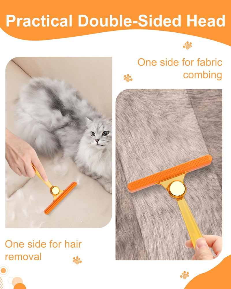3 in 1 Carpet Rake for Pet Hair Removal Tool, 51” Adjustable Long Handle Pet Hair Removal Broom, Pet Grooming Brush, Cat Dog Hair Remover Carpet Scraper for Rugs, Mats Orange-Black - PawsPlanet Australia