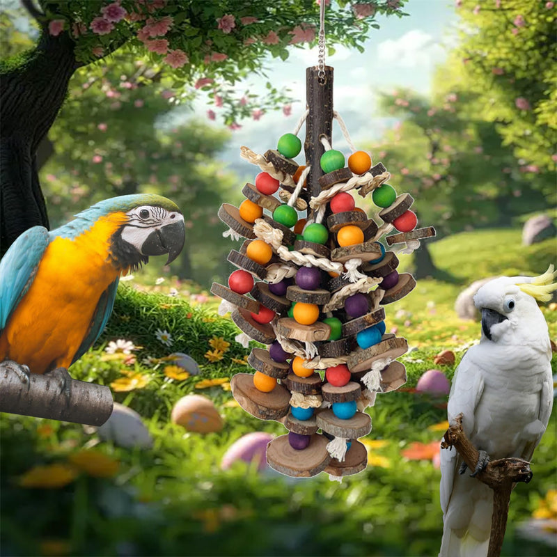 Bird Toys, Medium-Large Birds for Amazon Parrots, Cockatiels, Macaws, African Grey(Branch) Colorful2 - PawsPlanet Australia