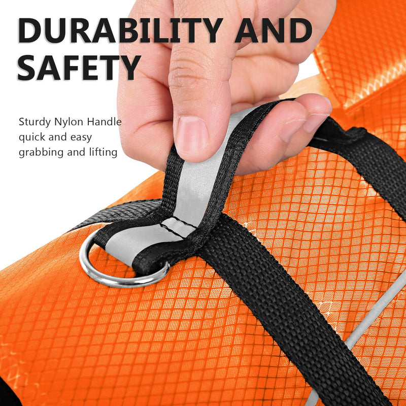 Ripstop Dog Life Jacket Shark Life Vest for Dogs, Safety Lifesaver with High Buoyancy and Lift Handle for Small and Medium Breeds（Orange S） Orange - PawsPlanet Australia