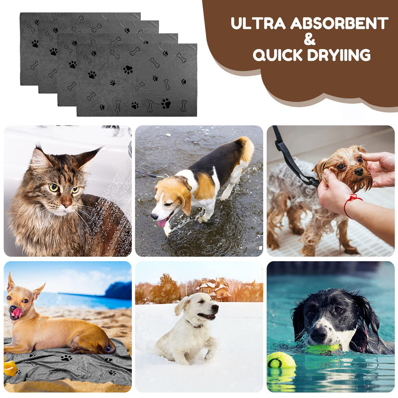 Chumia 4 Pcs Dog Towels for Drying Dog Puppy Bulk Microfiber Absorbent Paw Towel Pet Bathing Supplies Quick Drying for Medium Cats Pets Shower(24 x 40 Inch,Gray) 24 x 40 Inch Gray - PawsPlanet Australia