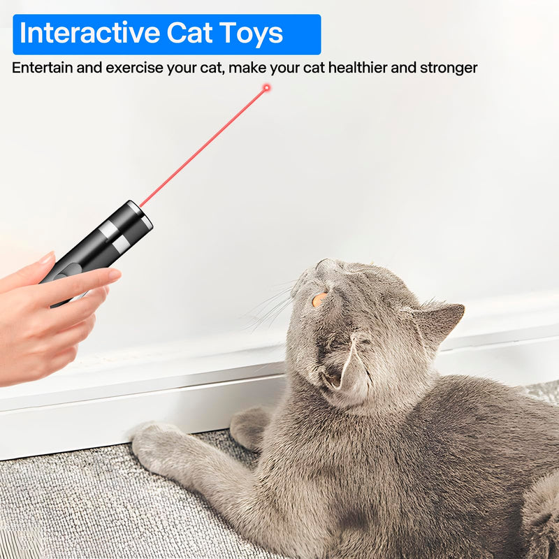 Cat Toys, Cat Toy Red Pointer for Indoor, Rechargeable, 5 Adjustable Patterns, 3 Modes Training Chaser Pet Toy Pointer, Interactive Pet Cat/Dog Toy for Cats Fun Playing Exercise(Black) 1 pcs - PawsPlanet Australia