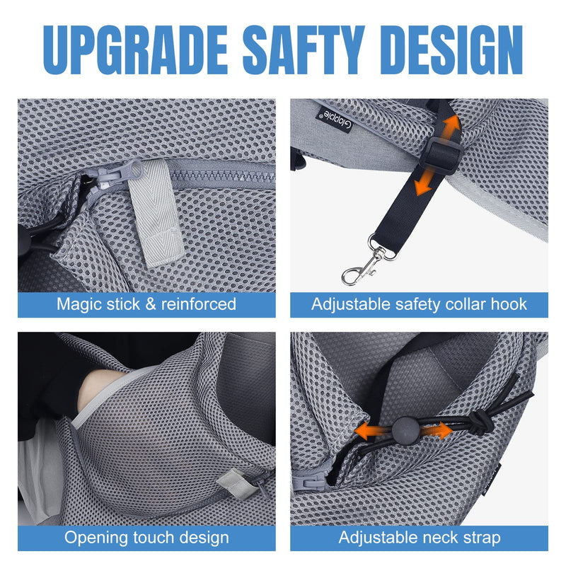 Gloppie Dog Carriers for Small Dogs Puppy Sling Carrier Cat Carry Bag Pet Hands Free Breathable Mesh Adjustable Shoulder Strap Tote Bag Medium Up to 10 lbs, Grey
