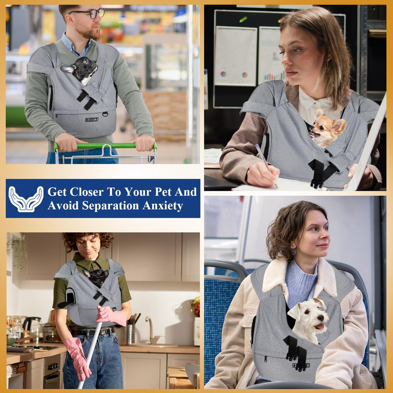 Petskd Dog Carrier Sling for Small Pet 5-15 LBS, Hands Free Front Facing Cat Sling Chest Carrier with Bottom Mat and Adjustable Strap for Pets Anti-Anxiety, Walk, Vet - PawsPlanet Australia