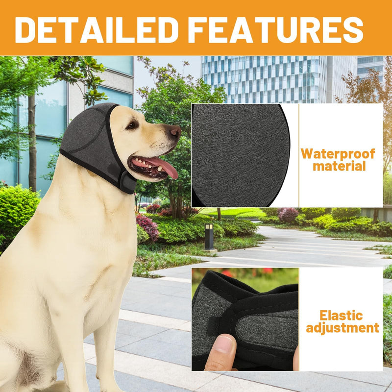 2 Pcs Dog Ear Protectors, Dog Ear Muffs Noise Protection, Dog Snood Ear Protector, Dog Snood for Noise Reduction During Fireworks and Thunder, Comfortable Head Wrap for Dogs with Sensitive Ears