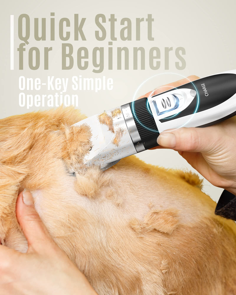 oneisall Dog Shaver Clippers Low Noise Rechargeable Cordless Electric Quiet Hair Clippers Set for Dogs Cats Pets White - PawsPlanet Australia