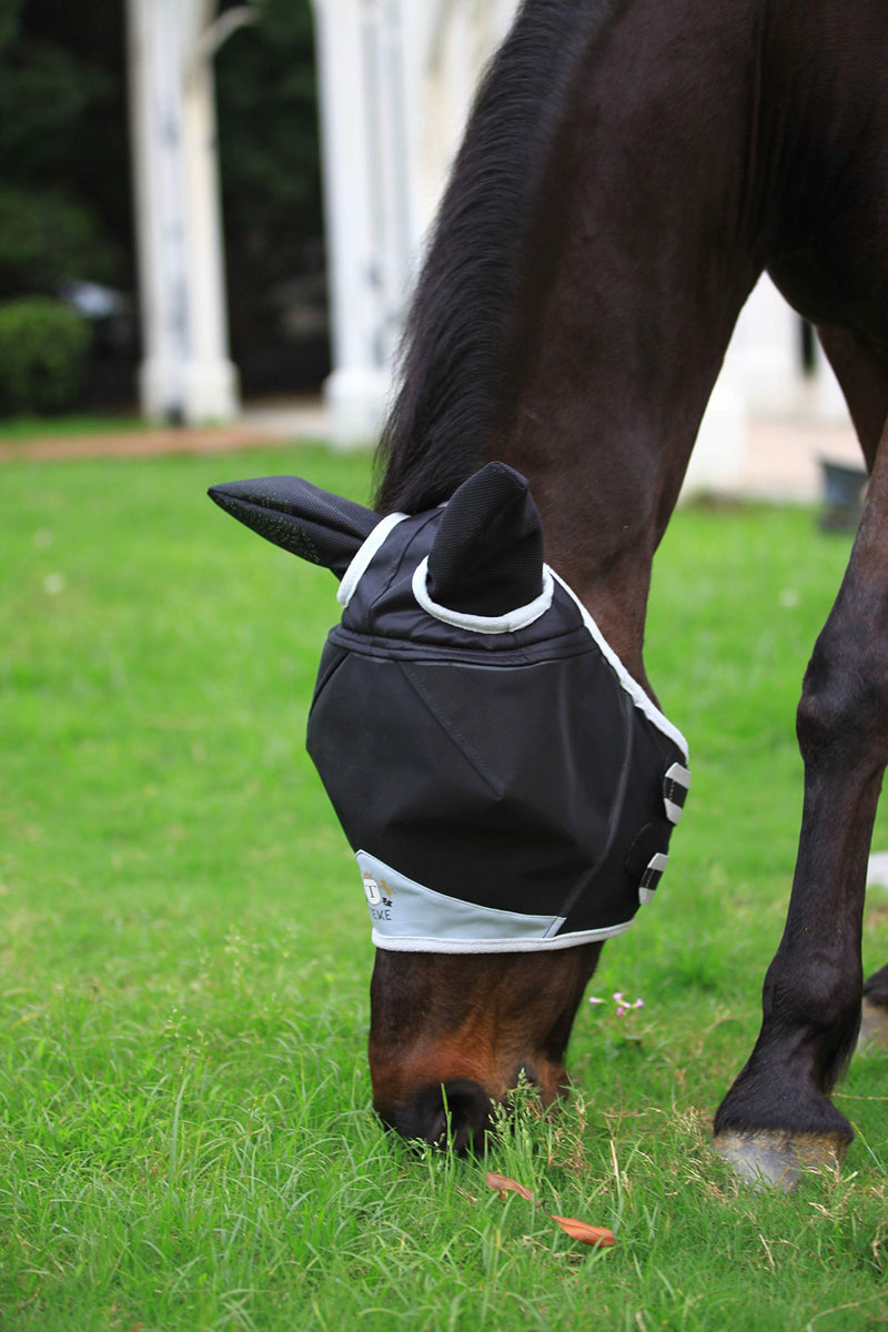 T TEKE Fine Mesh Horse Fly Mask w/Ears, UV Blocking 3D Eye Visor with Extra Fleece Cushioned Forehead, Protection from Insect Pests - PawsPlanet Australia