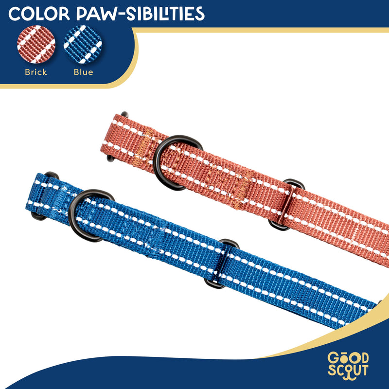 Good Scout Martingale Heavy Duty Dog Collar for Large Dogs, Durable Slip-on Collar, Puppy Training Collar, Reflective Material for Safety & D-Ring for Quick Leash Attachment, Blue