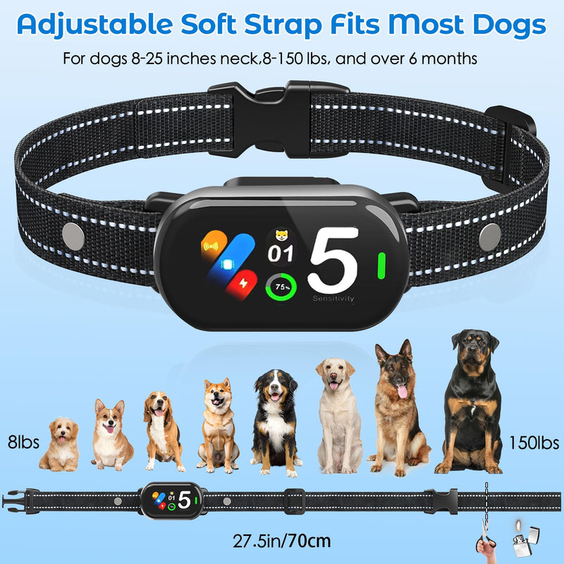 Bark Collar for Small Medium Large Dogs, Rechargeable Smart Dog Bark Collar, Anti Barking Training Collar with 5 Adjustable Sensitivity,Bark Shock Collar with Beep Vibration (Silver) - PawsPlanet Australia