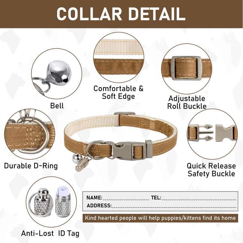 GAMUDA Small Pet Harness Collar and Leash Set, Step in No Chock No Pull Linen Fabric Soft Mesh Dog Vest Harnesses Reflective for Dogs Puppy Cats Kitten Rabbit (Brown, XS) Brown - PawsPlanet Australia
