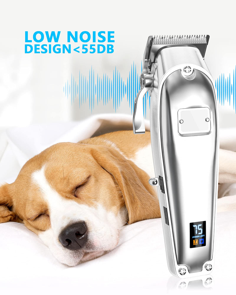 oneisall Dog Grooming Clippers for Thick Heavy Coats,Low Noise Cordless Dog Grooming Kit with Metal Blades, All Stainless Steel, 2 Speeds - PawsPlanet Australia