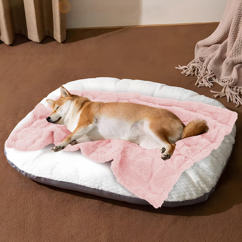 MACEVIA Fluffy Fleece Dog Blankets,Warm Soft Fuzzy Pets Blanket for Puppy,Small,Medium,Large Dogs and Cats,Plush Pet Throws for Bed,Couch,Sofa,Travel(40x60 Inch,Light Pinkt) Light Pink-heart L(40"x60") - PawsPlanet Australia