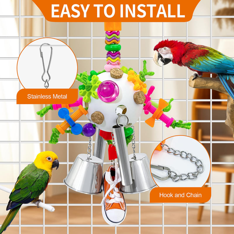 Bird Toys, Parrot Pullable Stainless Steel Cup Colorful Acrylic Stick Chew Toys for Amazons Mini Macaws African Greys Cockatoos Conures,Cockatiels, Lovebirds，Parrotlet，Eclectus (White) White - PawsPlanet Australia