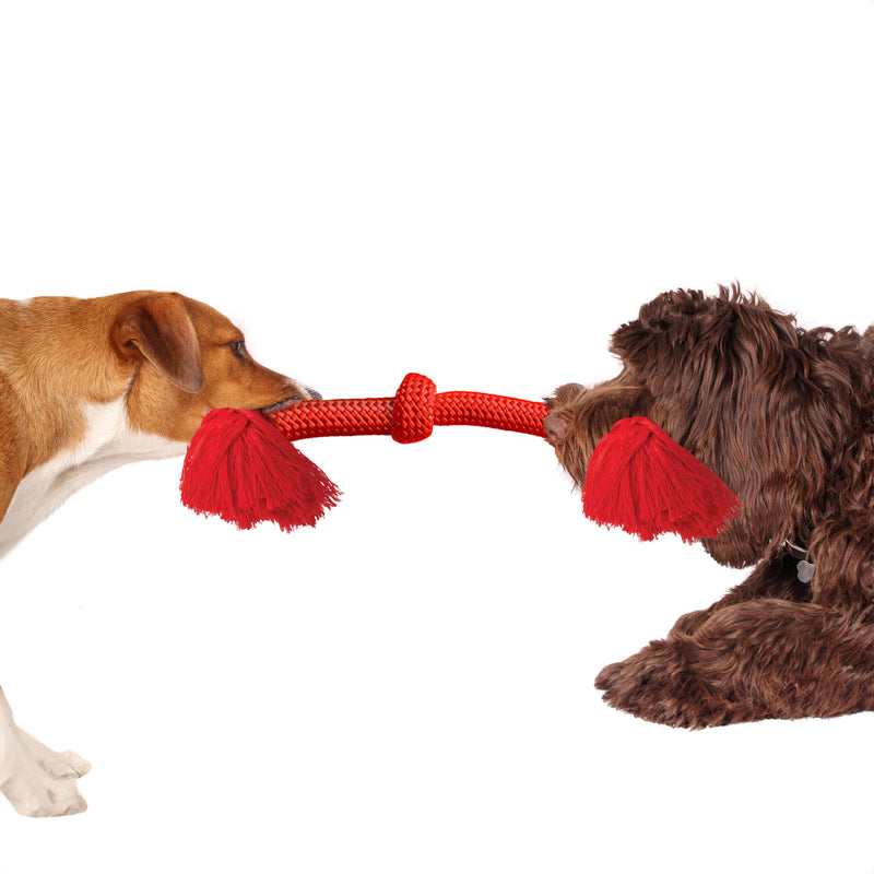 Playology Dri Tech Rope Dog Chew Toy for Large to X-Large Dogs 50lbs & up | Engaging, All-Natural Beef Scented Red Dog Toy for Tough Chewers | Easy to Clean | Interactive and Non-Toxic Jumbo - PawsPlanet Australia