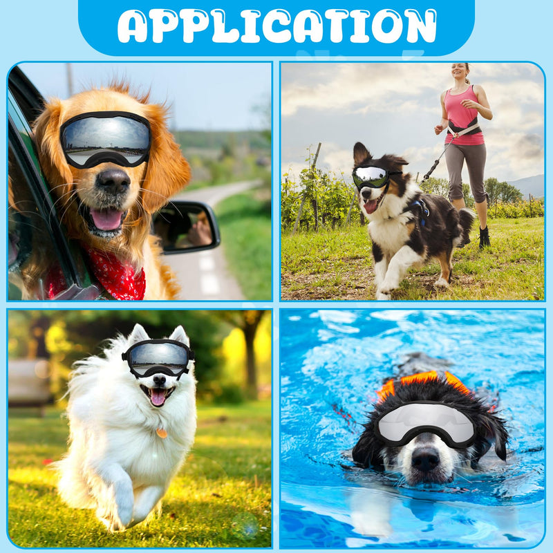 Dog Goggles for Large Dogs, UV Wind Dust Fog Protection, Soft Frame Adjustable Dog Sunglasses, Summer Driving & Winter Snow Eyewear, Tactical Pet Glasses with Elastic Strap (Black) Black - PawsPlanet Australia