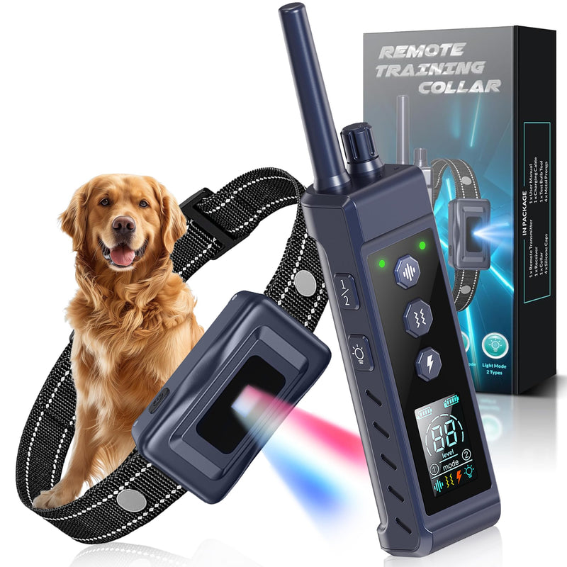 Shock Collar for Dogs - 4265ft Waterproof Training Collar with Flashing Light for Small Medium Large Dogs with Rechargeable Remote, Beep (1-8), Vibration(1-16), Safe Shock(1-99) (Black) Black - PawsPlanet Australia