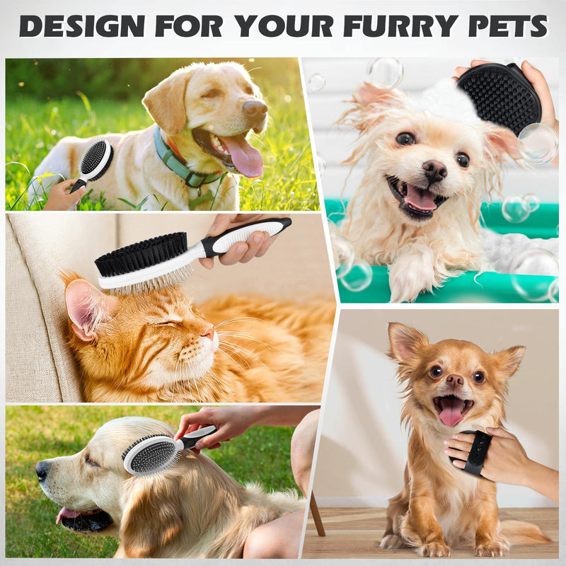2PCS Pet Grooming Tools - Double-Sided Brush for Shedding and Bathing, Suitable for Short/Long Haired Dogs Cats and Horses, Deshedding Dog Brush, Mane & Tail Combs for Horses - Pet Supplies (White) White - PawsPlanet Australia