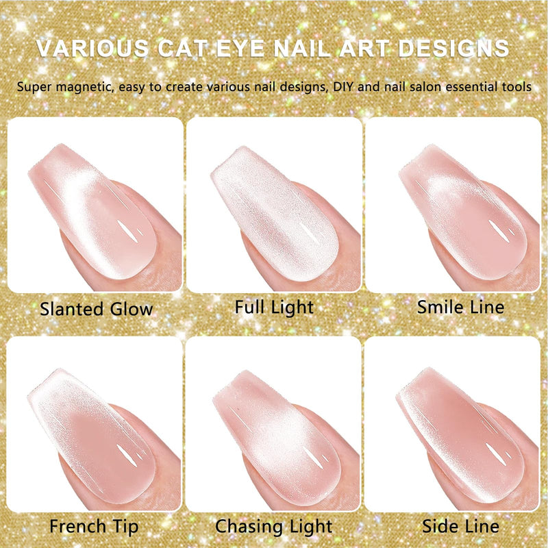 Cat Eye Magnet for Nails, Chasing Light Cat Eye Nail Art Design Nail Magnets Tool with Magnetic Beads, Double Head Cat Eye Gel Polish Magnetic DIY Manicure Accessories - Silver - PawsPlanet Australia